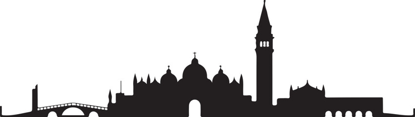 Venice skyline with gondolas and rialto bridge silhouette travel destination © AB Basir