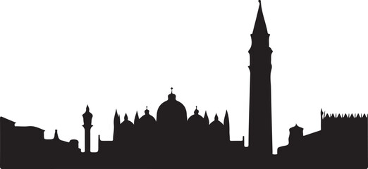 Venice skyline with gondolas and rialto bridge silhouette travel destination © AB Basir