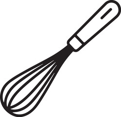 Whisk Icon in Simple Line Art Style with Monochromatic Color on White Background for Kitchen Utensil Illustration