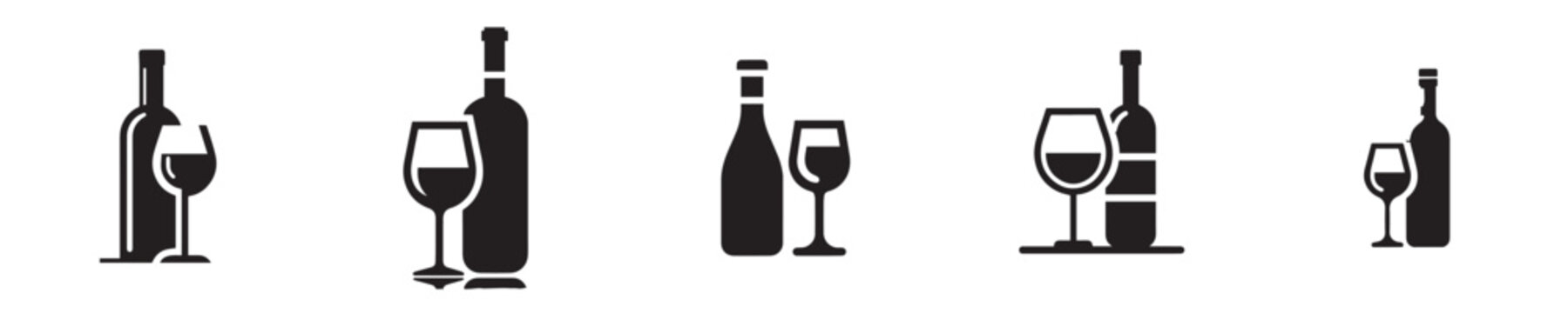 silhouette style wine bottle and glass