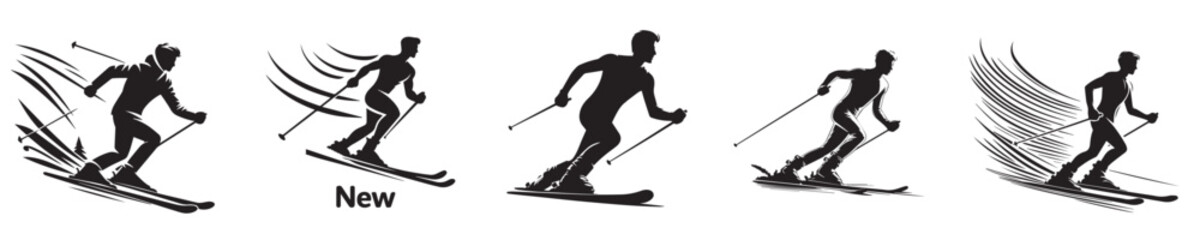 Fototapeta premium vector young man skiing style silhouette