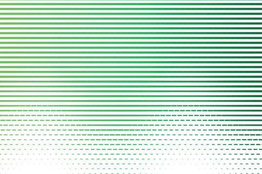 Abstract green gradient horizontal striped pattern vector background with fading lines and dots, ideal for modern digital design, website banners, and technology presentations