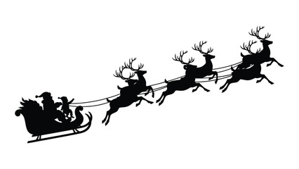 Santa claus riding in his sleigh pulled by reindeer © SILHUETTECHEMBER