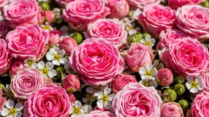 Naklejka premium Vibrant pink roses in full bloom