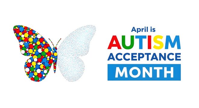 Colorful butterfly illustration promotes autism acceptance for the month of april
