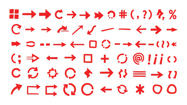 A collection of red mathematical and logical operators