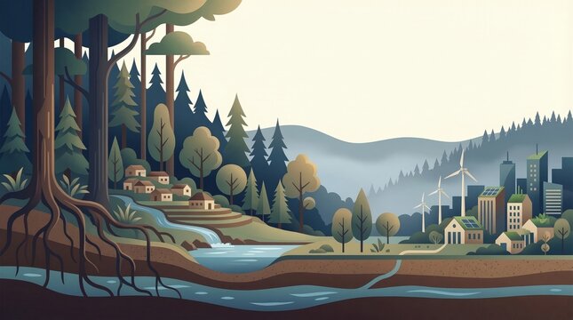 Side View Composition Centered On Protection Forests Biodiversity With Clean Spatial Depth And