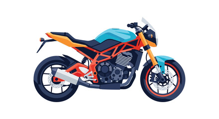 Fototapeta premium Vibrant motorcycle in modern design with orange and blue accents on white background