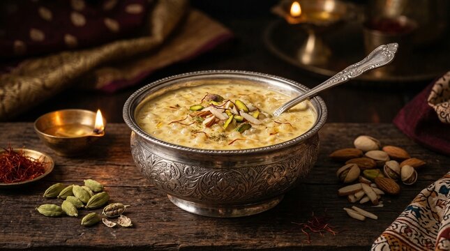 Traditional Sabudana Kheer Indian Sweet Dessert Bowl
