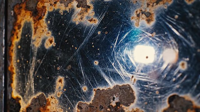 Close up of heavily scratched rusted metal surface texture