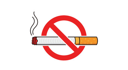 No Smoking Sign with Cigarette and Prohibition Symbol.