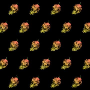 Geometric Mango Pattern on Dark Background, Animated Abstract Orange Yellow Tropical Fruit Motion Graphics Seamless Loop, 1:1 Square Video
