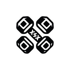 Fototapeta premium Hex Dumbbell B&W Mascot Glyph Graphic