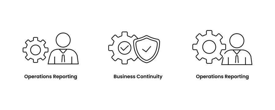 Operations Reporting Business Continuity Management Icon, corporate reporting, continuity strategy, analytics icon
