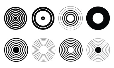 Modern concentric circle patterns in black and white