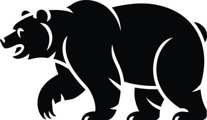 Obraz premium Black bear silhouette vector isolated on White Background