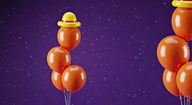 Hot dog balloon twisting in a starry night sky with party hats