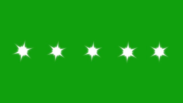 Special with rating star icon animation, white glowing five star flat symbol animation, with transparent black background Customer feedback, 5 star rating 4k animation video.