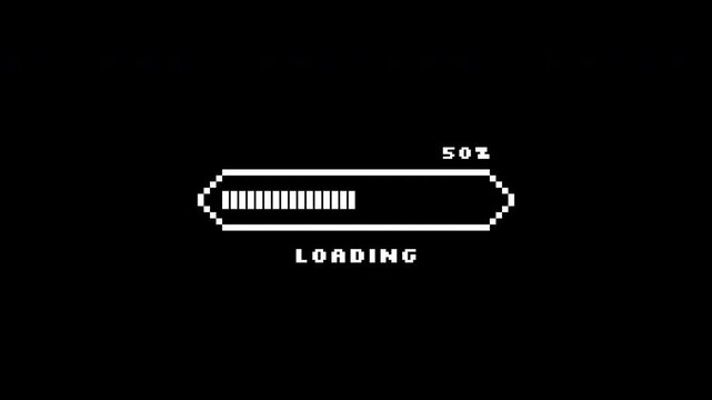 Animated White Pixelated Loading Screen UI Element for Retro Games