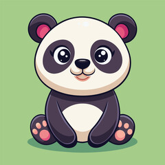 Fototapeta premium Cute Panda Sitting Cartoon Character Vector Illustration