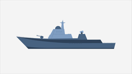 Minimalist Navy Warship Illustration on White Background for Military and Defense Themes © Art Winter