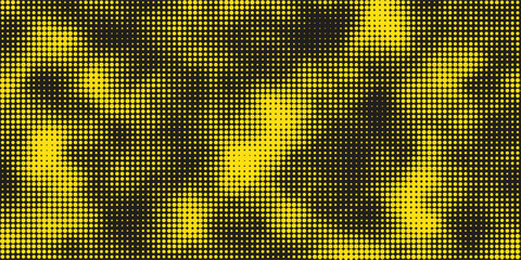 Modern yellow and black halftone dot texture background, abstract dotted camouflage pattern, pop art comic style halftone gradient, modern digital backdrop. background design © maseh