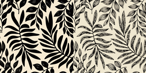 Elegant botanical illustration featuring stylized leaves in a repeating pattern © ShreeShuvoKumar