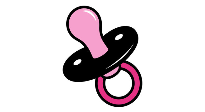 Baby Pacifier Icon - Pink and Black