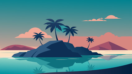 Obraz premium Tropical island scene with palm trees
