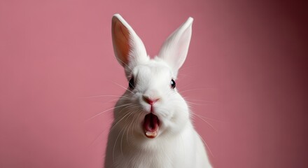 Obraz premium Easter bunny portrait white rabbit close up easter celebration