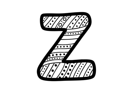 Decorative letter Z with patterns.