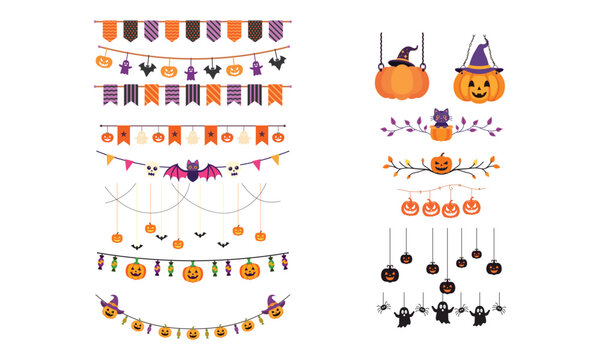 Hanging decoration halloween vector graphic illustration set