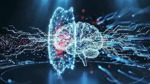 Digital Brain Neural Network with Data Connections and Futuristic Computing Technology Concept