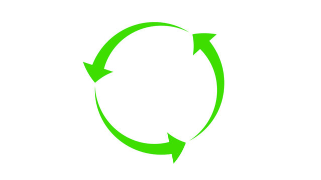 3D green circular arrows recycling symbol, eco sustainability concept, isolated on white background
