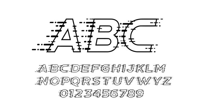 Alphabet set with speed motion effect for fast delivery logo design
