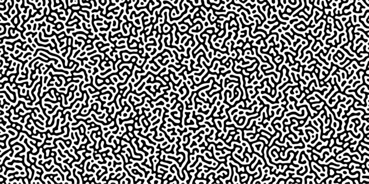 Abstract truing organic wallpaper Turing reaction diffusion monochrome seamless pattern.  Natural seamless line pattern. Linear design with biological shapes. 