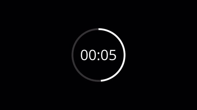10 second countdown timer animation on a transparent background, 10 second to 0 second countdown timer with alpha channel in 4k.