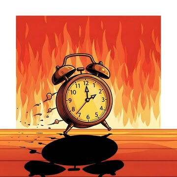 Surreal silliness ensues as alarm clock melts in fiery inferno of time