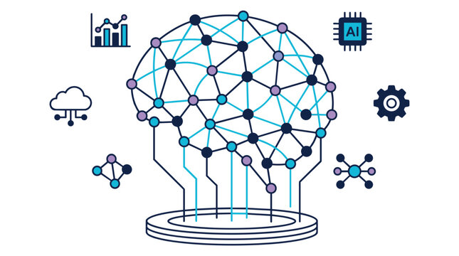 Modern technology network concept with AI and data exchange
