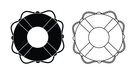 Two life preservers depicted in contrasting styles a striking silhouette © Rina