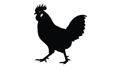 A black silhouette of a rooster standing on two legs © SILHUETTECHEMBER