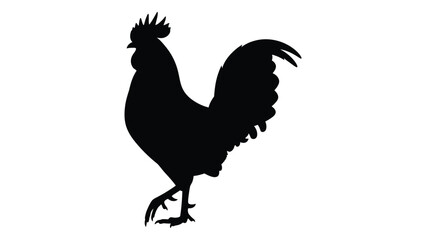 A black silhouette of a rooster standing on one leg © SILHUETTECHEMBER