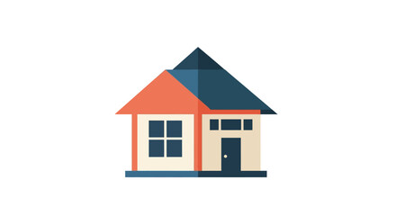 Colorful cartoon house illustration isolated on white background with copy space