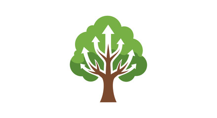 Obraz premium Tree icon with arrows pointing upward on a white background