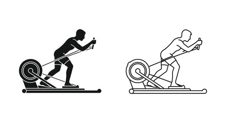 Cross country skiing exercise machine illustration in a striking black silhouette © Rina