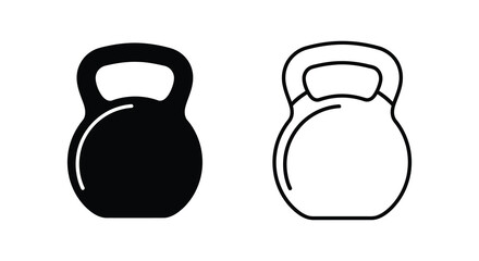 Two kettlebell depictions one solid black and one outlined a striking silhouette © Rina