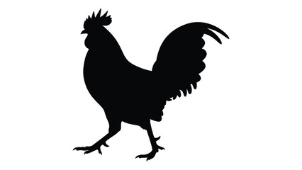 A black silhouette of a rooster standing on two legs © SILHUETTECHEMBER