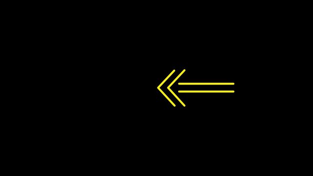 Straight long arrow icon. left arrow direction icon with line animation on black background. Reveal animation of solid.