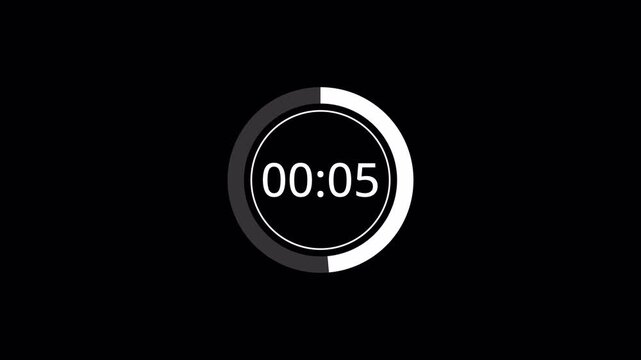 10 second countdown timer animation on a transparent background, 10 second to 0 second countdown timer with alpha channel in 4k.
