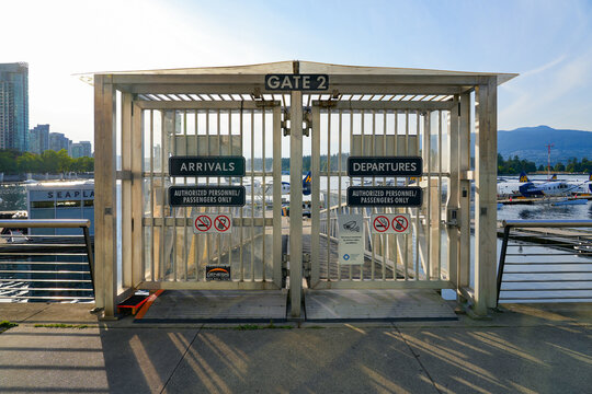 Portal closing a gate of the Vancouver Harbour Flight Centre - Seaplane terminal of Vancouver Airport in Coal Harbour, British Columbia, Canada
